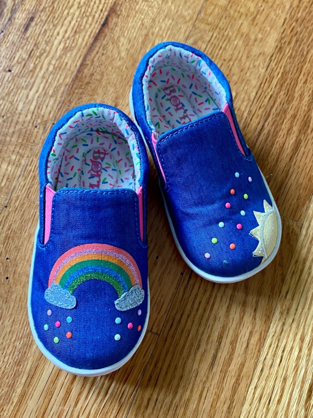 Born Toddler Rainbow & Sun Slip-On Shoes